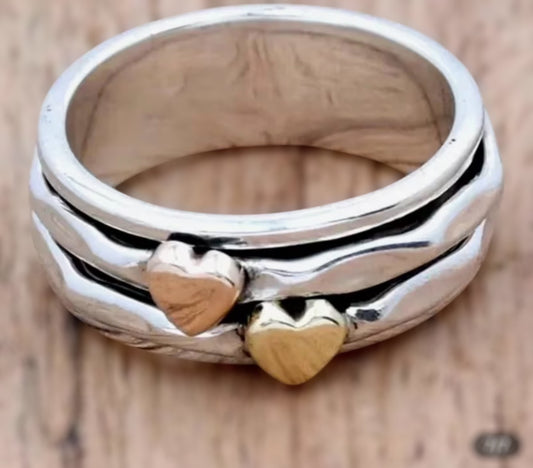 Vintage Silver & Gold Rose Heart Ring