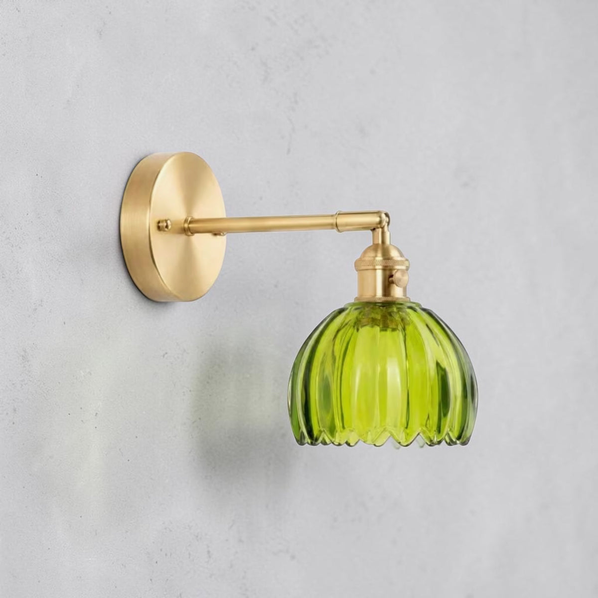 Beautiful green glass and brass wall lights