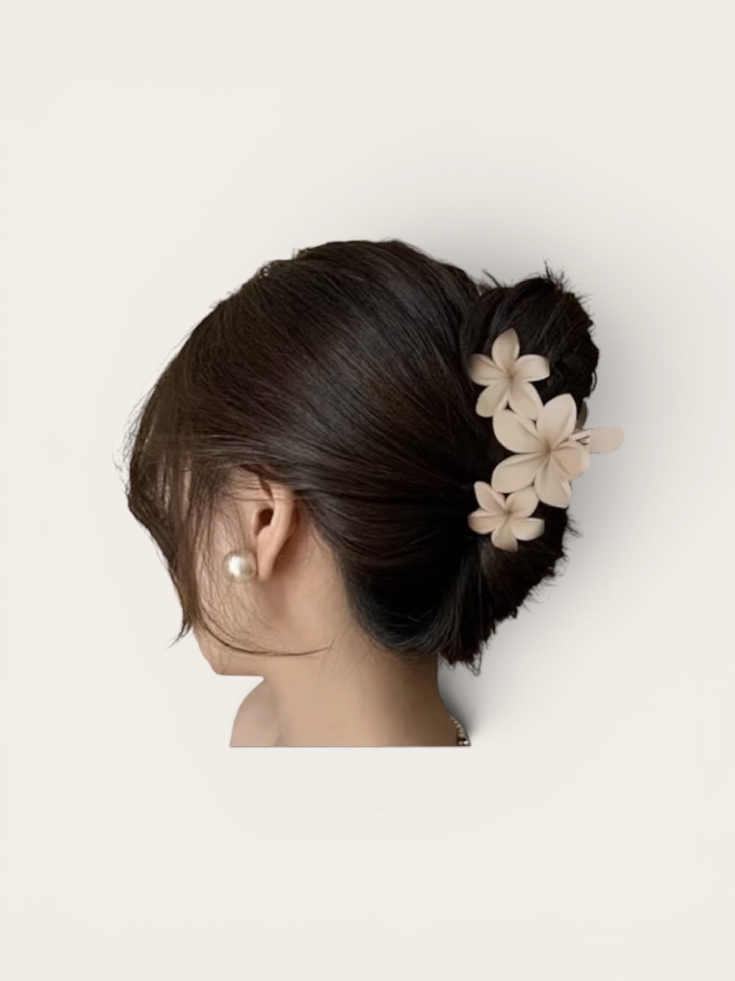 Floral Hairclips Set of 3 | Black, White & Beige