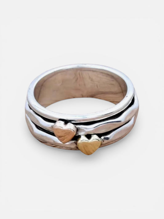 Vintage Silver & Gold Rose Heart Ring