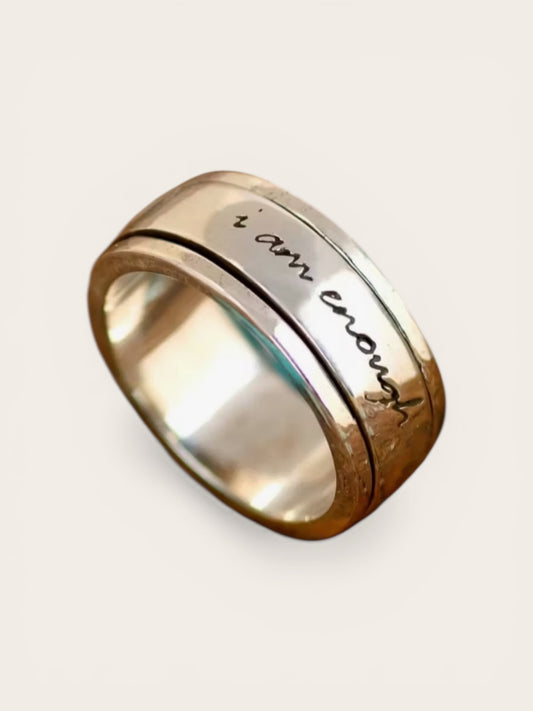 Timeless engraved "I Am Enough" ring