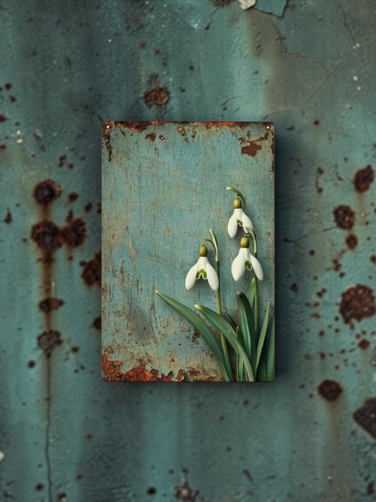 Decorative tile with floral design on a textured blue surface